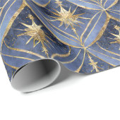 Blauw Goud Kerstmispatroon#16 ID1009 Cadeaupapier (Rol Hoek)