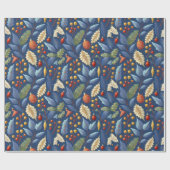 Blauw Goud Kerstmispatroon#18 ID1009 Cadeaupapier (Vlak)