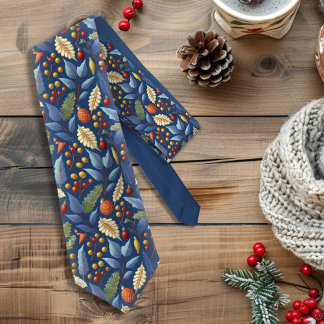 Blauw Goud Kerstmispatroon#18 ID1009 Stropdas