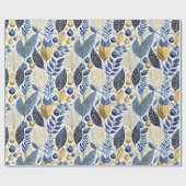 Blauw Goud Kerstmispatroon#21 ID1009 Cadeaupapier (Vlak)