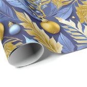 Blauw Goud Kerstmispatroon#22 ID1009 Cadeaupapier (Rol Hoek)