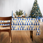 Blauw Goud Kerstmispatroon#25 ID1009 Tafelkleed