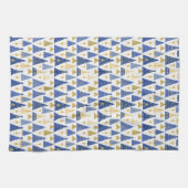 Blauw Goud Kerstmispatroon#25 ID1009 Theedoek (Horizontaal)