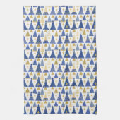 Blauw Goud Kerstmispatroon#25 ID1009 Theedoek (Verticaal)