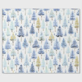 Blauw Goud Kerstmispatroon#26 ID1009 Cadeaupapier (Vlak)