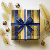 Blauw Goud Kerstmispatroon#27 ID1009 Cadeaupapier