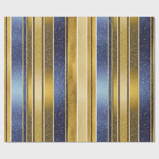 Blauw Goud Kerstmispatroon#27 ID1009 Cadeaupapier (Vlak)