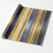 Blauw Goud Kerstmispatroon#27 ID1009 Cadeaupapier (Uitgerold)