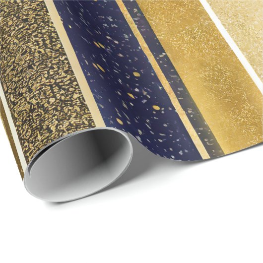 Blauw Goud Kerstmispatroon#27 ID1009 Cadeaupapier (Rol Hoek)