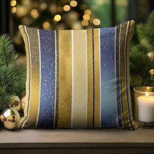 Blauw Goud Kerstmispatroon#27 ID1009 Kussen