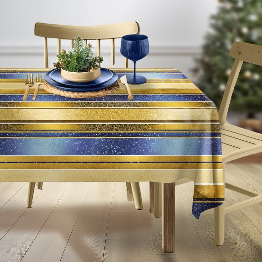Blauw Goud Kerstmispatroon#27 ID1009 Tafelkleed