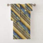 Blauw Goud Kerstmispatroon#28 ID1009 Bad Handdoek (Insitu)