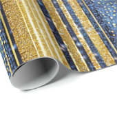 Blauw Goud Kerstmispatroon#28 ID1009 Cadeaupapier (Rol Hoek)