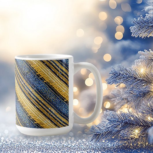 Blauw Goud Kerstmispatroon#28 ID1009 Koffiemok