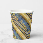 Blauw Goud Kerstmispatroon#28 ID1009 Papieren Bekers (Achterkant)