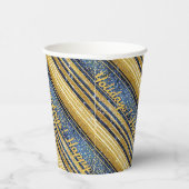 Blauw Goud Kerstmispatroon#28 ID1009 Papieren Bekers (Rechts)