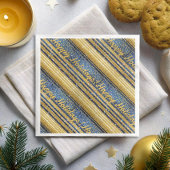 Blauw Goud Kerstmispatroon#28 ID1009 Servet