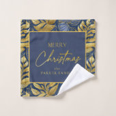Blauw Goud Kerstmispatroon#29 ID1009 Bad Handdoek (Wasdoekje)