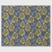 Blauw Goud Kerstmispatroon#29 ID1009 Cadeaupapier (Vlak)