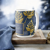 Blauw Goud Kerstmispatroon#29 ID1009 Koffiemok