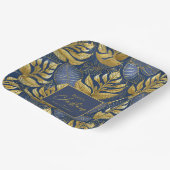 Blauw Goud Kerstmispatroon#29 ID1009 Papieren Bordje (Gebogen)