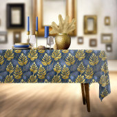 Blauw Goud Kerstmispatroon#29 ID1009 Tafelkleed