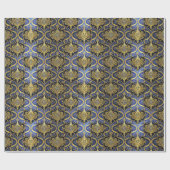 Blauw Goud Kerstmispatroon#30 ID1009 Cadeaupapier (Vlak)