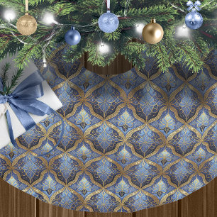 Blauw Goud Kerstmispatroon#31 ID1009 Kerstboom Rok