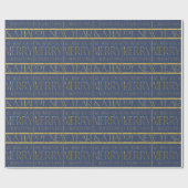 Blauw Goud Kerstmispatroon#34 ID1009 Cadeaupapier (Vlak)