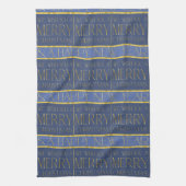 Blauw Goud Kerstmispatroon#34 ID1009 Theedoek (Verticaal)