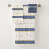 Blauw Goud Kerstmispatroon#35 ID1009 Bad Handdoek (Insitu)