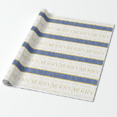 Blauw Goud Kerstmispatroon#35 ID1009 Cadeaupapier (Uitgerold)