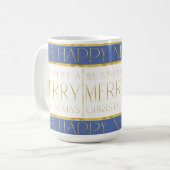 Blauw Goud Kerstmispatroon#35 ID1009 Koffiemok (Voorkant links)