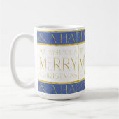 Blauw Goud Kerstmispatroon#35 ID1009 Koffiemok (Links)
