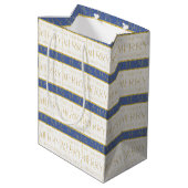 Blauw Goud Kerstmispatroon#35 ID1009 Medium Cadeauzakje (Achterkant Gekanteld)