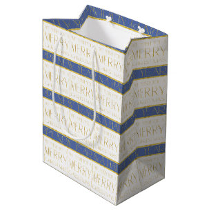 Blauw Goud Kerstmispatroon#35 ID1009 Medium Cadeauzakje