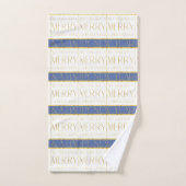 Blauw Goud Kerstmispatroon#35b ID1009 Bad Handdoek (Handdoek)