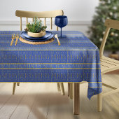 Blauw Goud Kerstmispatroon#35b ID1009 Tafelkleed