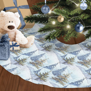 Blauw Goud Kerstmispatroon#4 ID1009 Kerstboom Rok