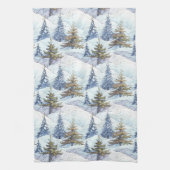 Blauw Goud Kerstmispatroon#4 ID1009 Theedoek (Verticaal)