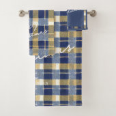 Blauw Goud Kerstmispatroon#7 ID1009 Bad Handdoek (Insitu)