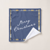 Blauw Goud Kerstmispatroon#7 ID1009 Bad Handdoek (Wasdoekje)