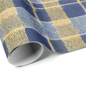 Blauw Goud Kerstmispatroon#7 ID1009 Cadeaupapier (Rol Hoek)