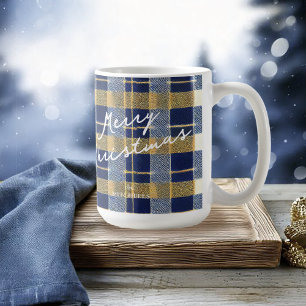 Blauw Goud Kerstmispatroon#7 ID1009 Koffiemok