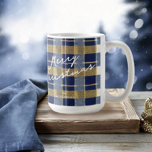 Blauw Goud Kerstmispatroon#7 ID1009 Koffiemok