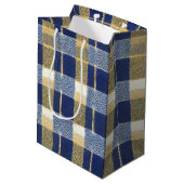 Blauw Goud Kerstmispatroon#7 ID1009 Medium Cadeauzakje (Achterkant Gekanteld)