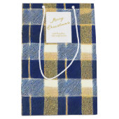 Blauw Goud Kerstmispatroon#7 ID1009 Medium Cadeauzakje (Voorkant)