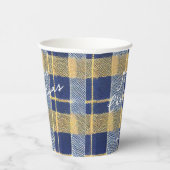 Blauw Goud Kerstmispatroon#7 ID1009 Papieren Bekers (Rechts)