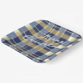 Blauw Goud Kerstmispatroon#7 ID1009 Papieren Bordje (Gebogen)