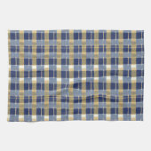 Blauw Goud Kerstmispatroon#7 ID1009 Theedoek (Horizontaal)